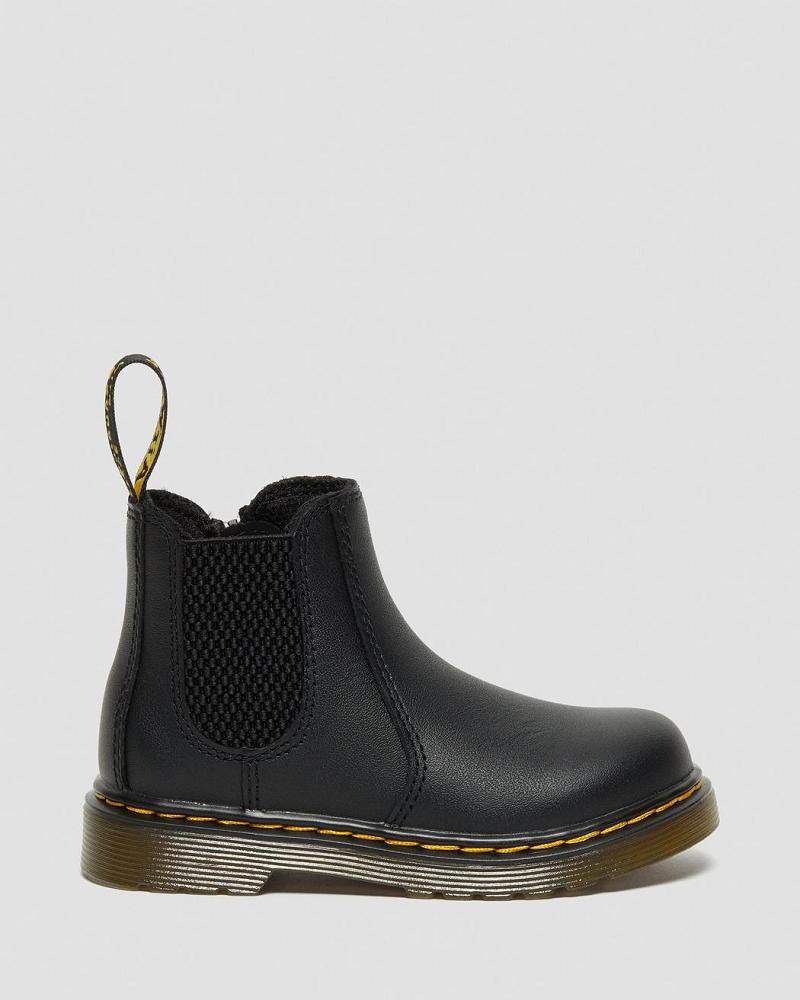 Botines Chelsea Dr Martens Infant/Toddler 2976 Softy T Cuero Niños Negros | MX 155FDN